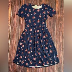 Lularoe Amelia navy floral dress XS